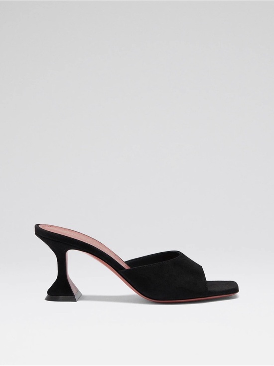 Amina Muaddi Shoes - AMINA MUADDI Lupita Slipper 70 Black Suede Mule Sandals Heels 39.5